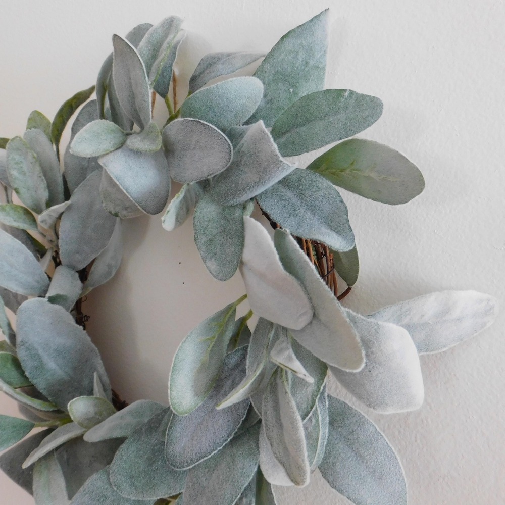 Artificial Lambs Ear Wreath 13 Inch Diameter Farmhouse Decor Candle Ring - Picture 4 of 6